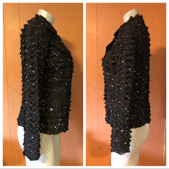 Clara SunWoo Black Zip Up Jacket Silver Dots S - Picture 4 of 8
